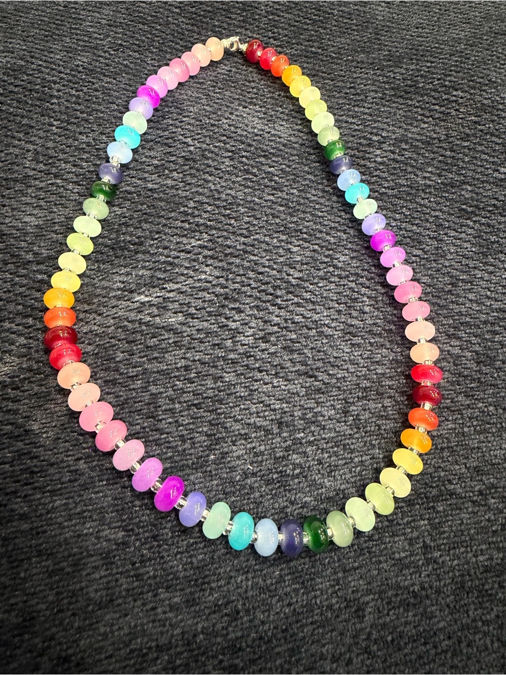 Multicolor Glass Bead Rainbow Necklace